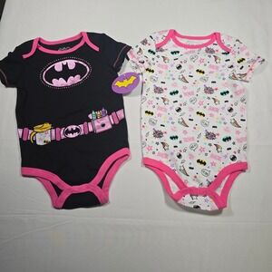 DC Comics Batgirl Baby Girls 24 mo 2 Pack Bodysuits Black Pink Superhero NWT